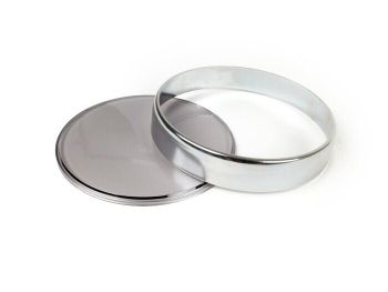 Speedo lens set -SCOOTER-CENTER- Vespa Ø=105mm - Vespa PX EFL (1984-), PK XL1, GT 250 i.e. 60 (ZAPM451), GTV 125 (ZAPM313), GTV 250 (ZAPM451), GTV 300 (ZAPM452) - chrome bezel - smoked lens