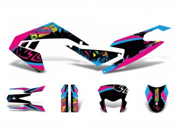 decal set black-pink-blue glossy for Aprilia SX50 2018- Euro4