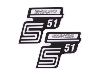 logo foil / sticker S51 Enduro silver 2 pieces for Simson S51