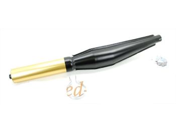 Exhaust black/gold 32mm 670mm for Zündapp CS, KS, GTS, ZR, ZD, ZL, C, Kreidler Florett LF, LH, RMC, Flory, Hercules Prima, MK, K 50, Ultra, Puch Maxi, Monza