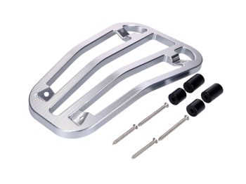 Top Case carrier / luggage carrier step-through Moto Nostra, silver, CNC for Vespa Primavera 50-150cc, Sprint 50-150cc