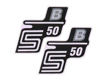 Lettering S50 B foil / sticker silver 2 pieces for Simson S50