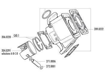 piston kit Polini 100cc 55mm (D) for Yamaha DT 80 LC