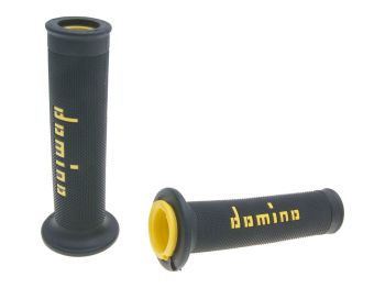 handlebar grip set Domino A010 on-road black / yellow open end grips
