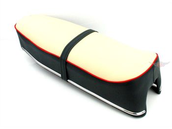 Seat imitation leather 600x230x100mm black/white for Kreidler, Florett egg tank