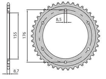 REAR SPROCKET 530 44T ERG