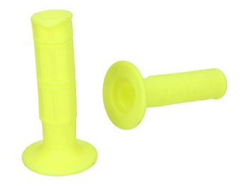 handlebar rubber grip set Domino 1150 off-road half waffle neon yellow