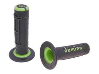 handlebar grip set Domino A020 off-road half waffle black / green
