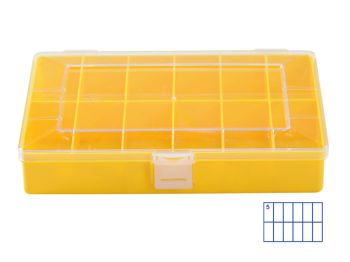 Sorting box Hünersdorff, Compact (170x250x46mm) 12 compartments, yellow, polystyrene