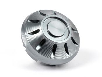 Cap wheel nut / rim Ø=35mm -MOTO NOSTRA, CNC, grey- Vespa PX (-1984 - rear), Rally, Sprint, TS, GT, GTR, GS160, SS180, V50 Special (V5B ab Bj. 1972), V50N, SS50-90, PV125, ET3, Vespa ET2, ET4, GT, GTL, GTS, GTV, LX, LXV, S, Gilera Fuoco, Piaggio Fly, Hex