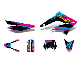 decal set black-pink-blue glossy for Derbi Senda DRD 11-17