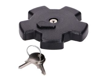 Tank cap CAWI lockable plastic black 35mm for Suzuki TS 50 K, GT 80 L, 125, 185, DR