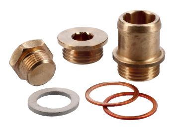 coolant hose flange and plug Polini for Minarelli LC RV4-3, Peugeot 103 XPLC, Clip LC, RCXLC