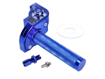 Short-stroke throttle grip blue CNC for 22mm handlebars for moped, moped