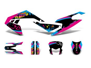 decal set black-pink-blue matt for Aprilia RX50 2018- Euro4