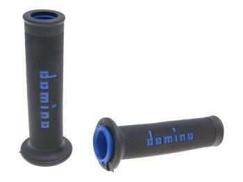 handlebar grip set Domino A010 on-road black / blue open end grips