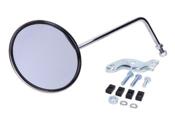 Mirror with holder round left stainless steel for Piaggio, Vespa PX scooter
