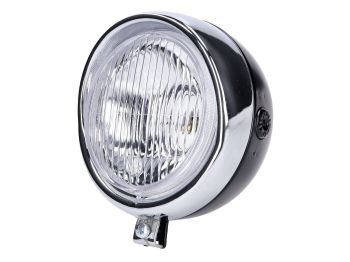 headlight assy round black Retro universal for Puch, Kreidler, Zündapp and many more