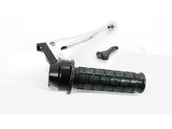 Throttle grip complete with rubber grip and cold start lever black for Zündapp, Kreidler Flory, Hercules, Puch, KTM, DKW moped, moped