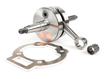 Crankshaft long stroke -BGM Evolution 2 55mm stroke, 110mm conrod, Ø=90mm webs- Piaggio Maxi 2-stroke - incl. spacer, Aprilia SR125, Gilera Runner 125FX, 180FXR, Italjet Dragster 125, 180, Piaggio SKR125, SKR150, TPH125, Skipper125, Skipper150, Hexagon 1