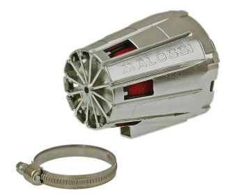 air filter Malossi red filter E5 racing boxed 38mm carb connection red filter, chrome colored housing