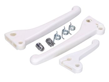 Lever set white with springs and plug-in nipple for Piaggio Ciao, SI, Garelli moped