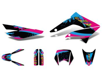 decal set black-pink-blue glossy for Gilera SMT 11-17