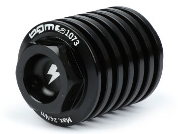 Oil drain plug BGM PRO, CNC, glossy black for all Piaggio Leader 125-200ccm, LEM 125-150ccm, HE 125-150ccm, IGET 125-150ccm, Quasar/HPE 250-300ccm, Master 400-500ccm